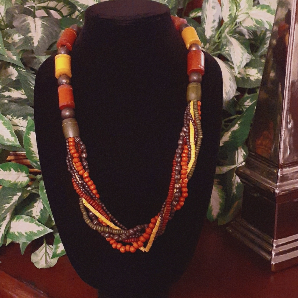4 For $10 / Multi Colored Wooden Bead Necklace